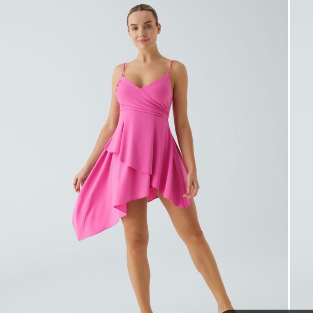 NWT HALARA Bubblegum Pink Asymmetrical Dress WITH SHORTS